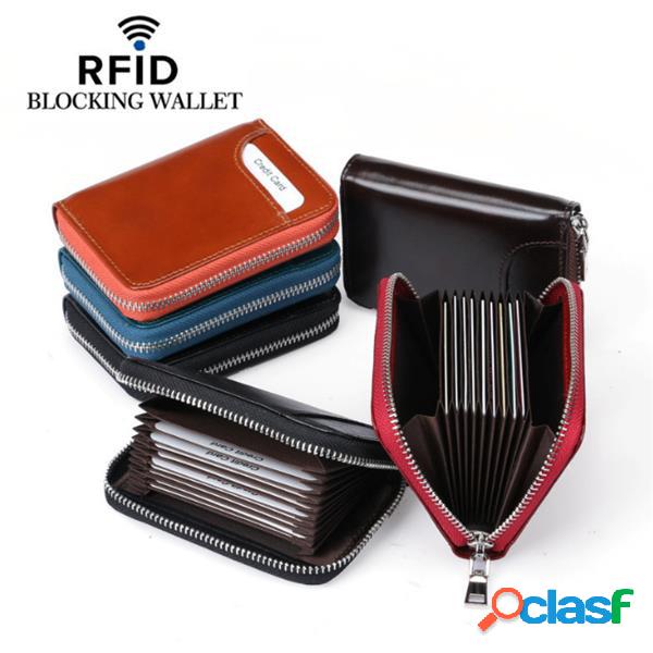 RFID Carteira de Couro Genuíno 12 Ranhuras Para Cartão