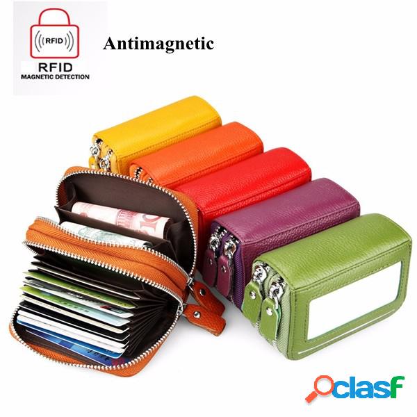 RFID antimagnético couro genuíno 11 cores 11 cartão slots