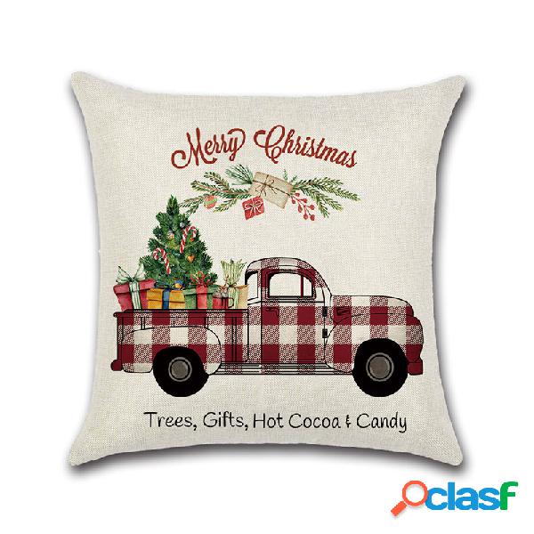 Retro Feliz Natal Papai Noel Padrão Capa de Almofada de