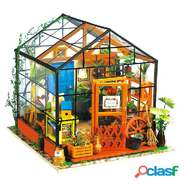 Robotime DIY Casa De Boneca Kit Cathy Flor Com Efeito De