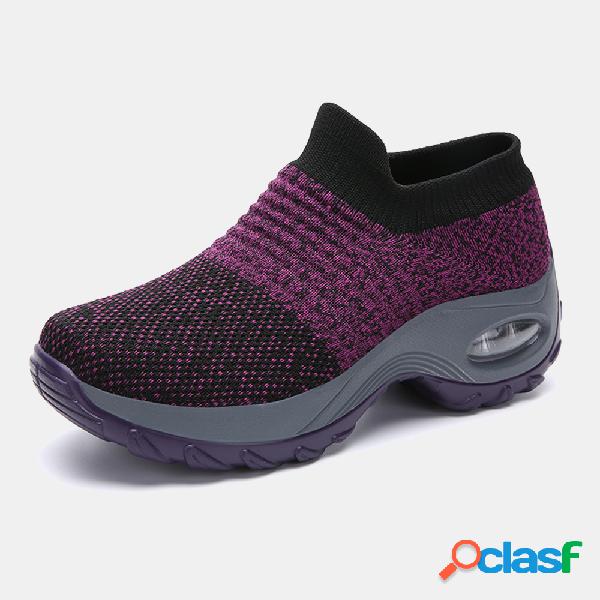 Sapatos de balanço de malha de meia respirável para