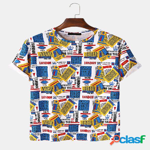 Slogan para homens e camiseta com estampado de férias com
