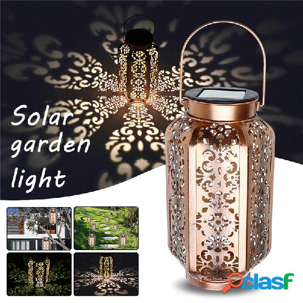 Solar Powered Vintage Metal LED Lâmpada Lanterna Jardim Ao