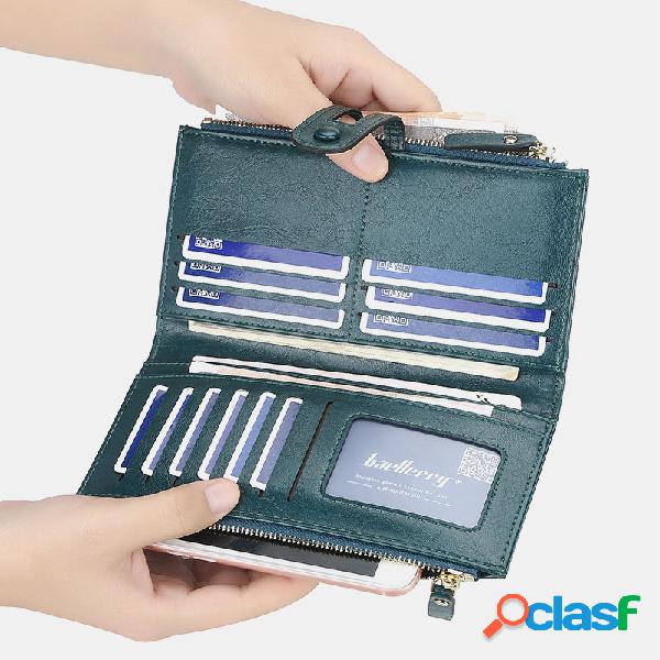 Solid Zipper Multi-slots Casual Card Holder Carteira Bolsa