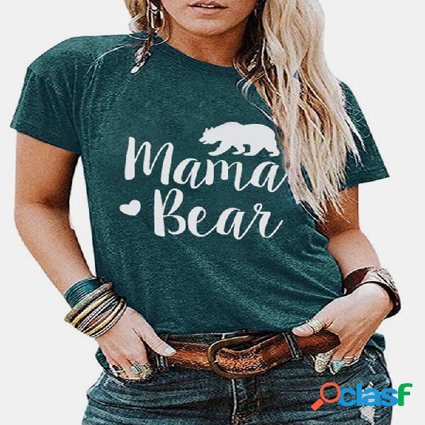 T-shirt animal da cópia da letra de manga curta para