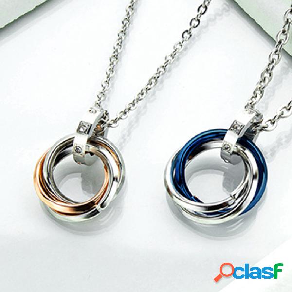 Trendy Geometric Stereoscopic Three-ring Pingente Colar