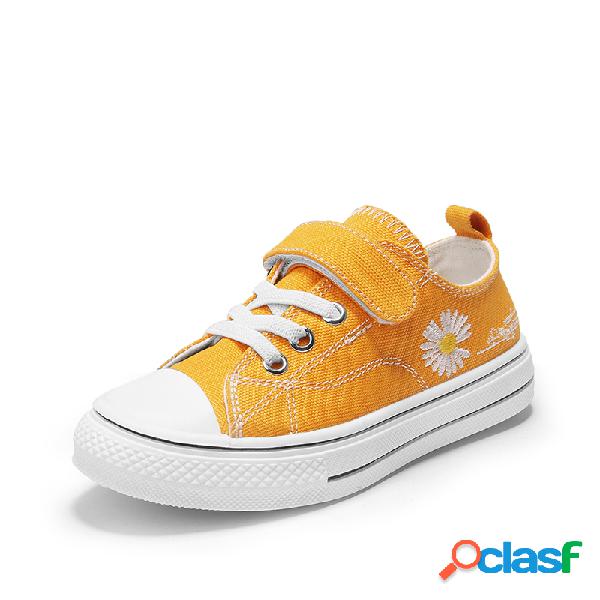 Unisex Kids Daisy Decor Comfy Gancho Loop Casual Flat Shoes