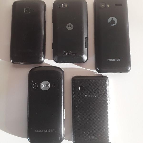 5 celulares com defeitos para aproveitamento de peças