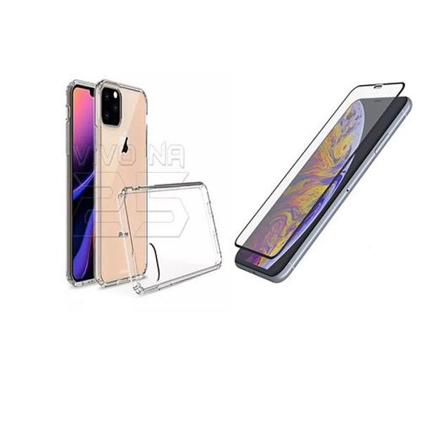 capa transp anti impacto + película 3d vidro temp iphone 11