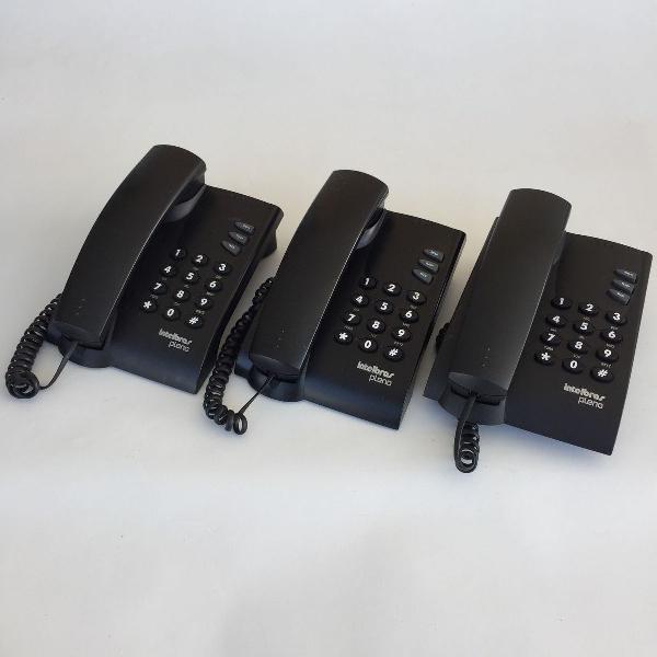 lote kit 3 telefone com fio intelbras pleno preto