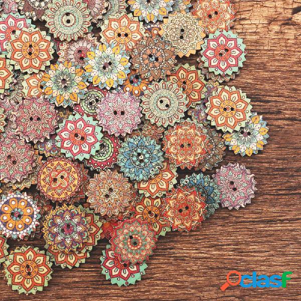 100 Pcs 20 / 25mm Botões Boêmios De Costura De Madeira 2