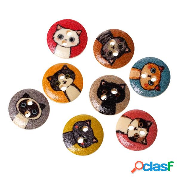 100 pcs 15mm impresso padrão de gato bonito botão de