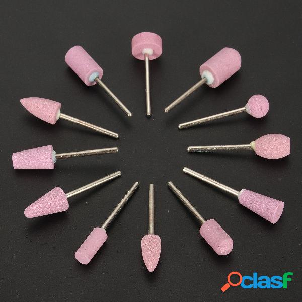 12Pcs Pink Ceramic Nail Drill Bits Kit de moagem Manicure