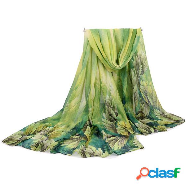 180CM Lenço Coral de Voile Flor Estampada Longo Casual
