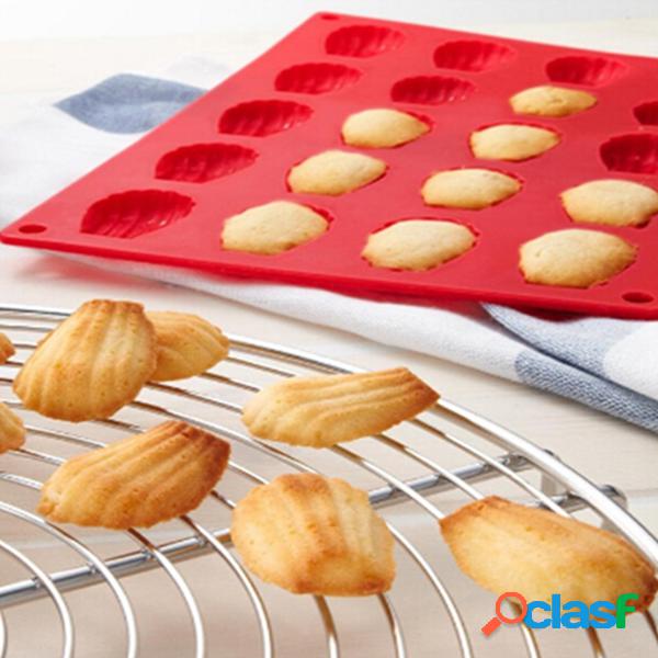 20 Cavidade Mini Madeleine Shell Silicone Bolo Pan Molde De