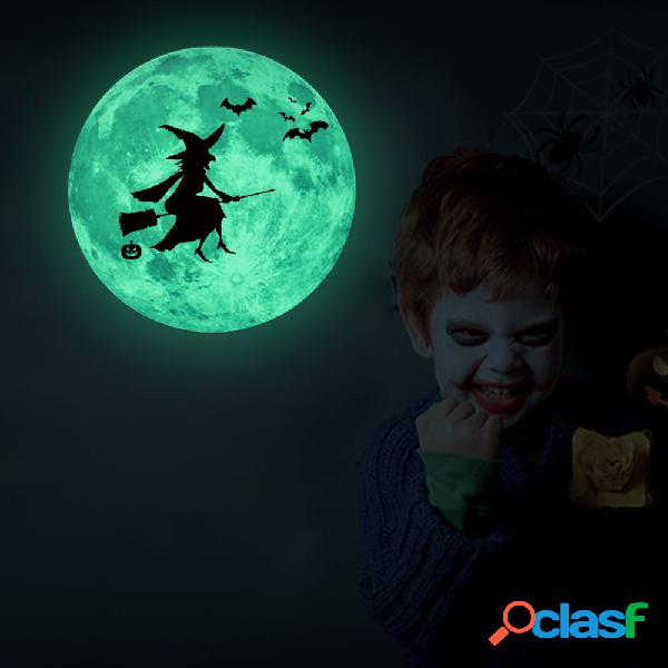 30 cm Luminosa Lua Adesivos De Parede Halloween Bat Witch