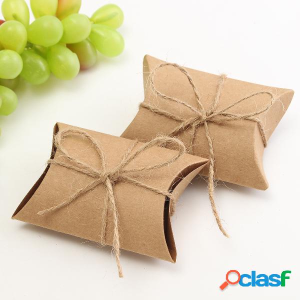 50 Pcs Marrom Travesseiro Favor Caixas de Bombons de Papel