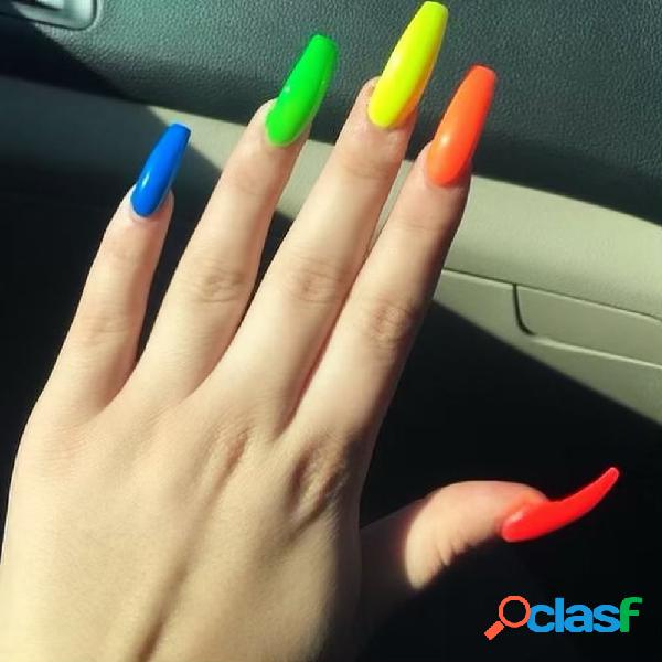 6 Cores Fluorescentes Cor Sólida Unhas Cola Polonesa