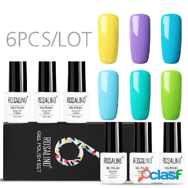 6Pcs / Kit Unhas Kit de gel polonês em cores sólidas em