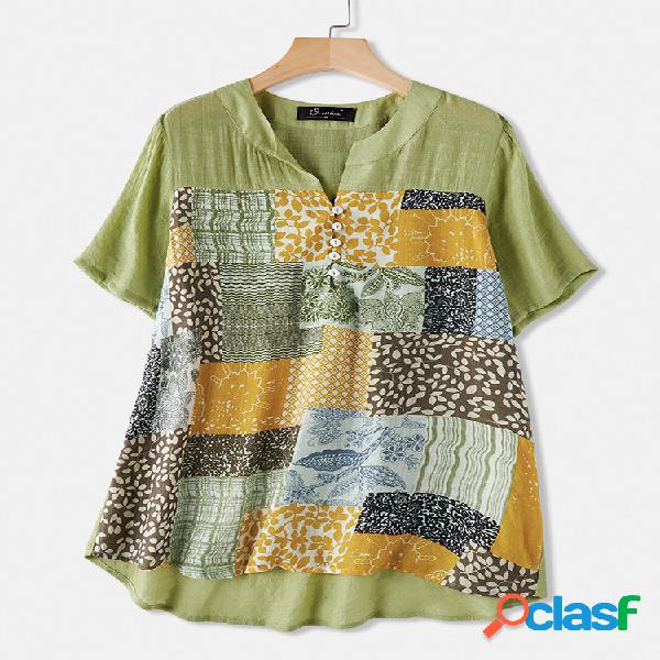 Blusa irregular com decote em V Plus