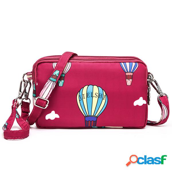 Bolsa Transversal Estampada Feminina Nylon Impermeável