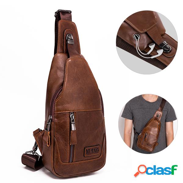 Bolsa de Peito Crossbody de Couro Requintado Com Buraco Para