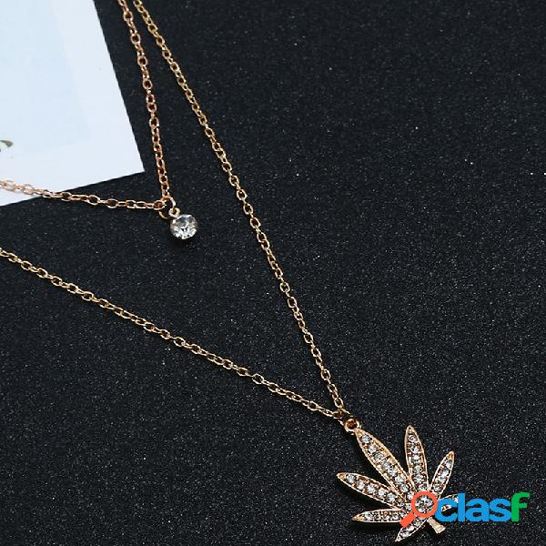 Bordo africano Folha mulheres colar de strass colar longo