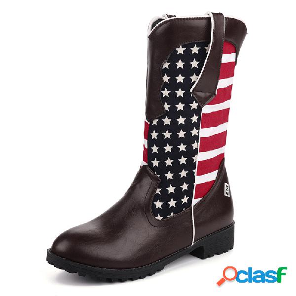 Botas meados de Wearable Padrão meados de da vitela de pano
