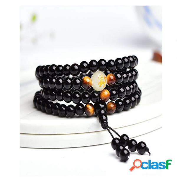 Bracelete Frisado Do Vintage Pedra Preta Luminosa Mala