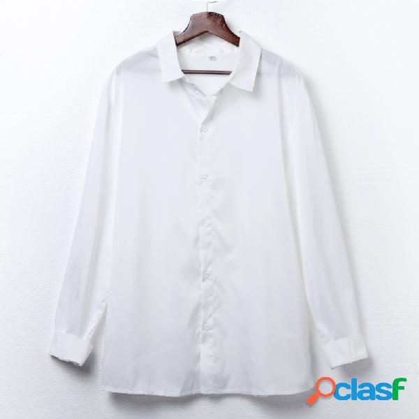 Camisas de manga comprida respirável fina branca à moda