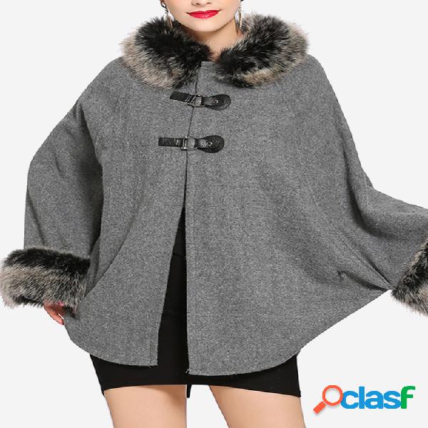 Casacos de poncho de dois tons Bat-asa de pele de falso