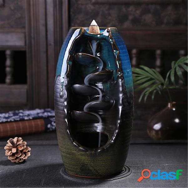 Ceramic Waterfall Backflow Incense Burner Incenser Holder +