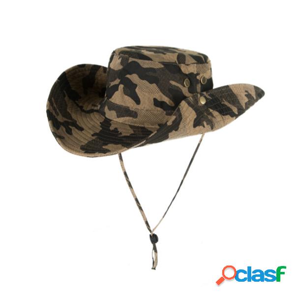 Chapéu Camuflagem Dobrável Aba Larga Modelo de Pescador