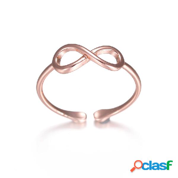 Clássico Infinito Nó Anéis de Ouro Rosa Anel de Prata