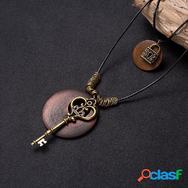 Colar Vintage Charmoso Casual Para Suéter Bronze Redondo