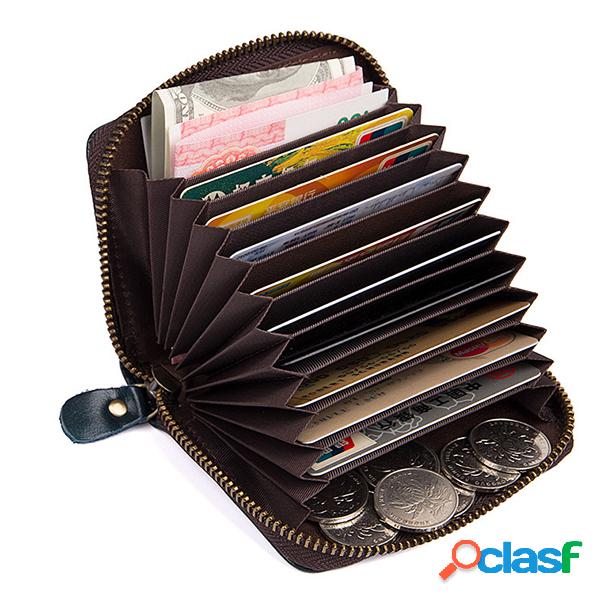 Couro Genuíno RFID 11 Card Slots Card Holder Bolsa Carteira
