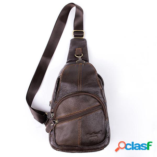 Couro Genuíno crossbody Bolsa vintage multi bolso ombro