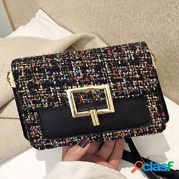 Embreagem de bolsa de tecido de cor mista geométrica para
