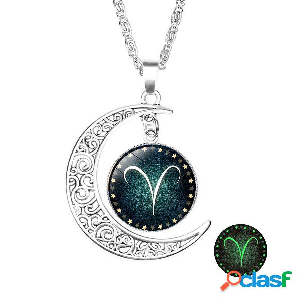 Estilo Retro Pingente Colar Luminosa 12 Constellation