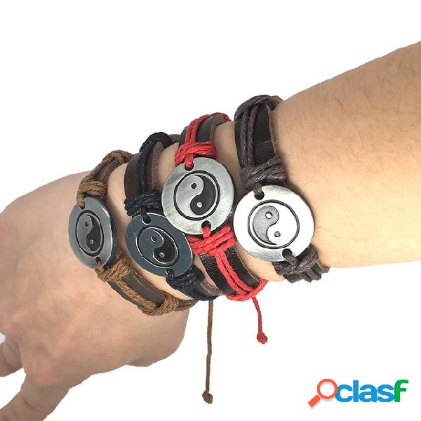 Fofoca Yin Yang do vintage Unisex Pulseira Punk Men Bracelet