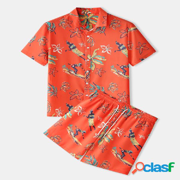 Férias Vermelho Engraçado Graffiti Print Two Pieces Set