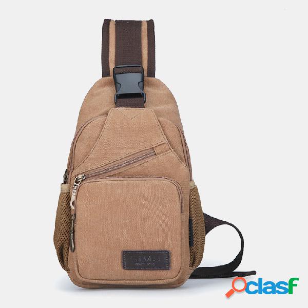 Homens Casual Canvas Solid Sling Crossbody Bolsa