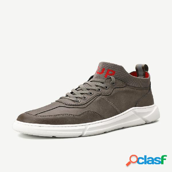 Homens Classic Couro de microfibra ata acima conforto