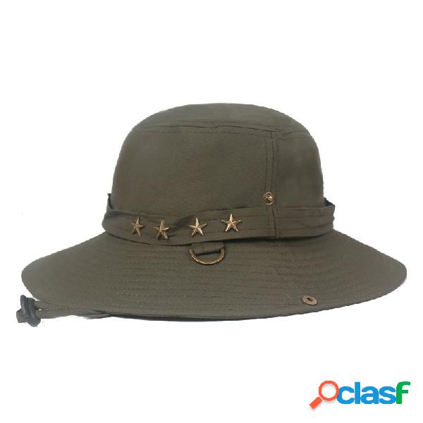 Homens Mulheres Verão Algodão Pentagrama Visor Balde
