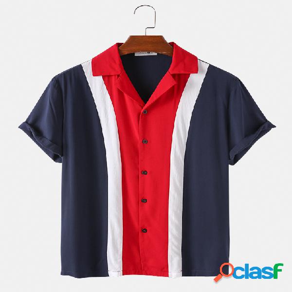 Homens Patch de cores Casual férias Camisa