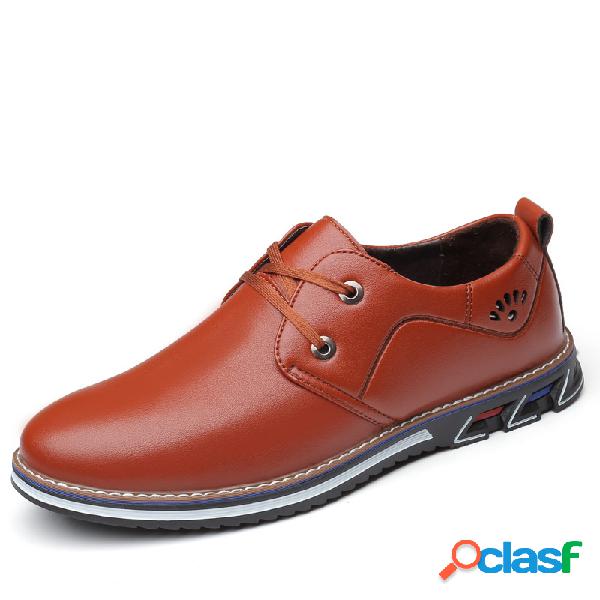 Homens Pure Color Microfibra Couro Soft Casual Sapatos de