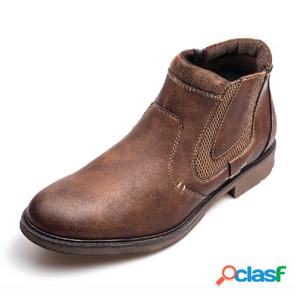 Homens Vintage Zipper Side Waterproof Casual Chelsea Ankle