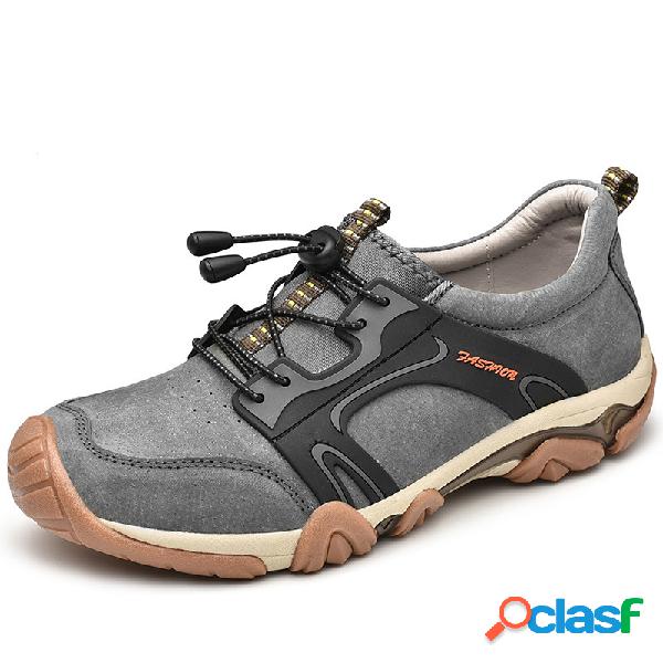 Homens anti-colisão couro Non Slip Lace Elastic tamanho