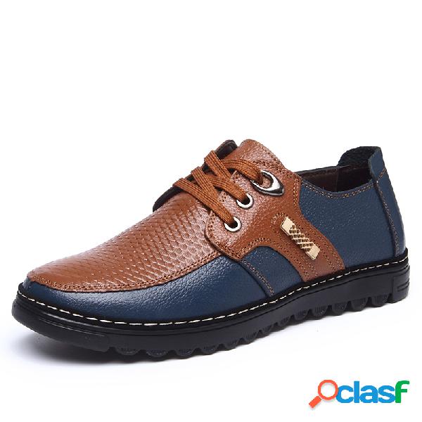 Homens couro splicing Non Slip Lace Up Soft calçados