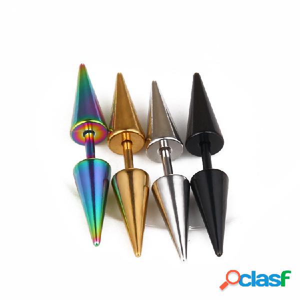 Homens da moda Oscila Brincos Cone Ouro Titanium Aço Preto